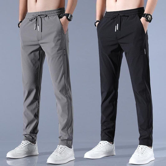 Lycra Men's Track Pant (Black & Grey, Free Size) (Pack of 2)