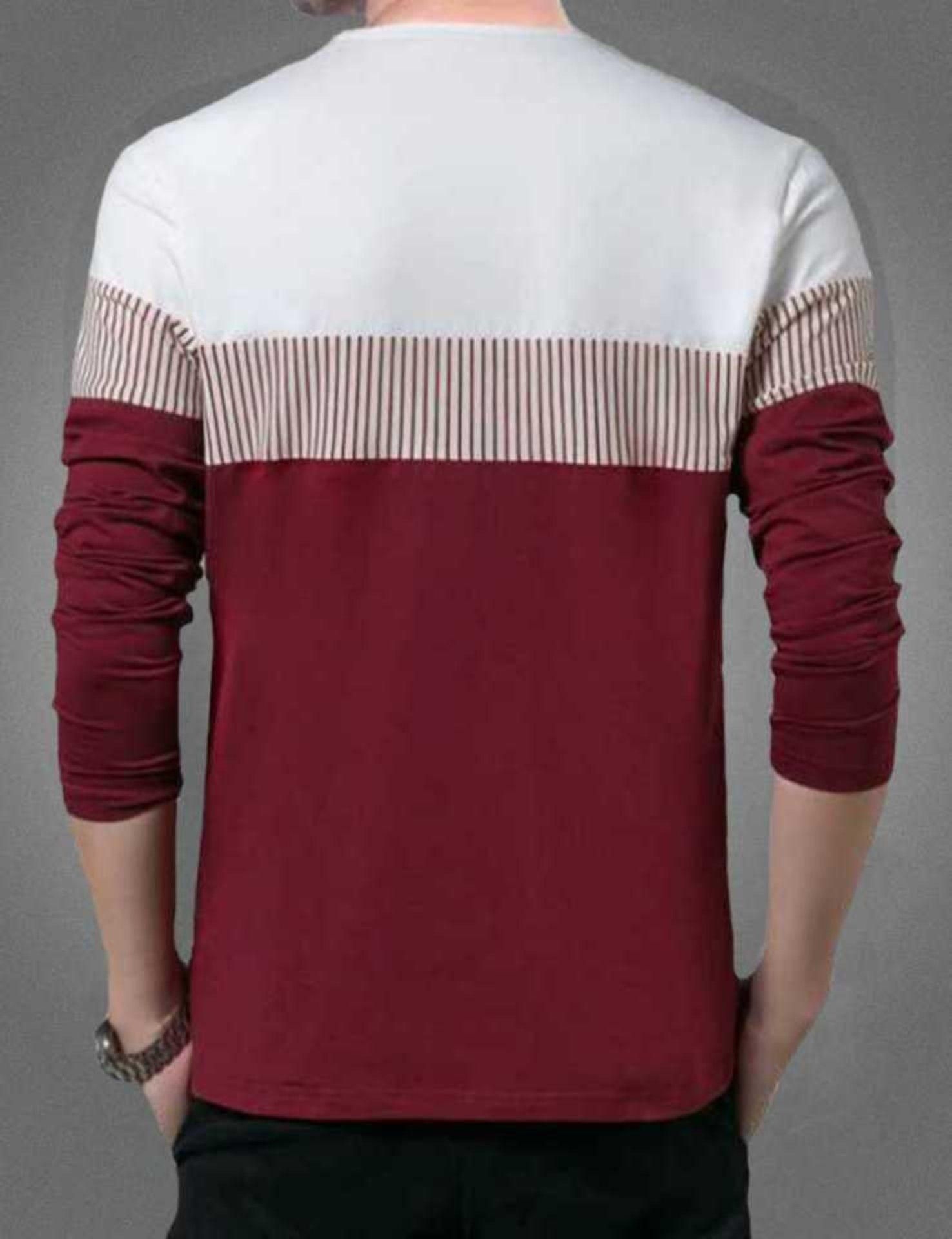 Cotton Color Block Full Sleeves Mens T-Shirt