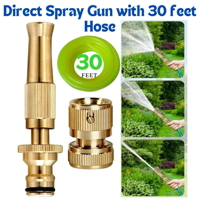 Hose Nozzle With 30 Feet Pipe & Fitting Kit (Multicolor, Set of 1)