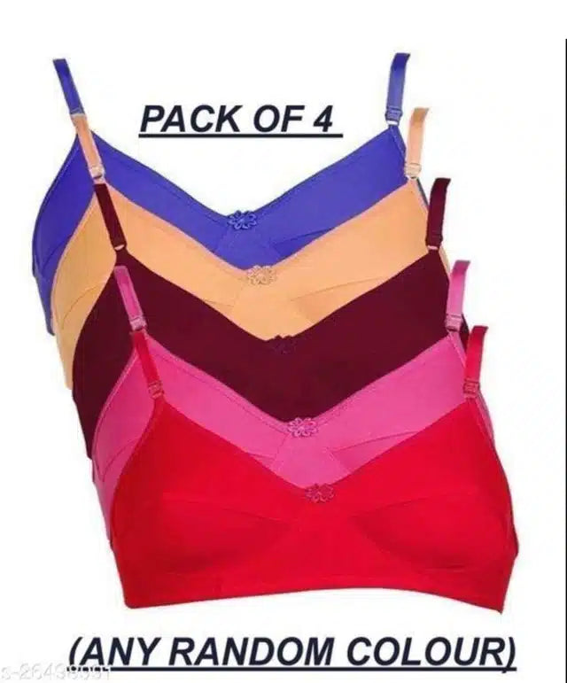 Women's Non Padded Bra (Pack of 4) (30 B, Assorted)